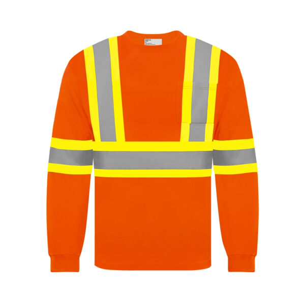 Long Sleeve Cotton Traffic T-Shirt, 4″ Refl. Tape Thumbnail