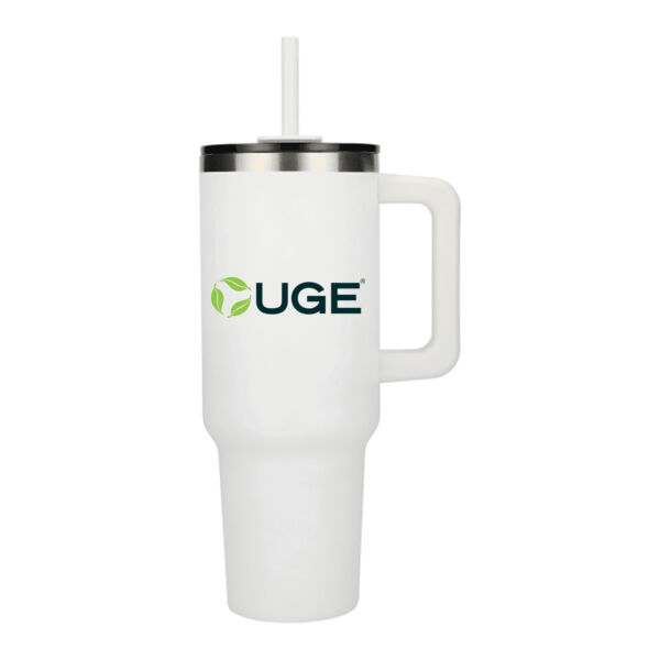 40oz Tumbler with Straw, White Thumbnail